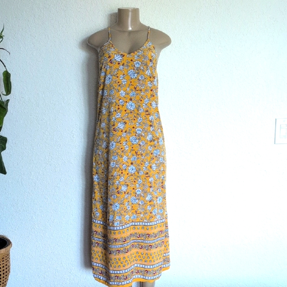 Old Navy Yellow Maxi Sundress Sleeveless Spaghetti Strap - Picture 3 of 7